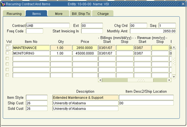 Selecting Recurring Items